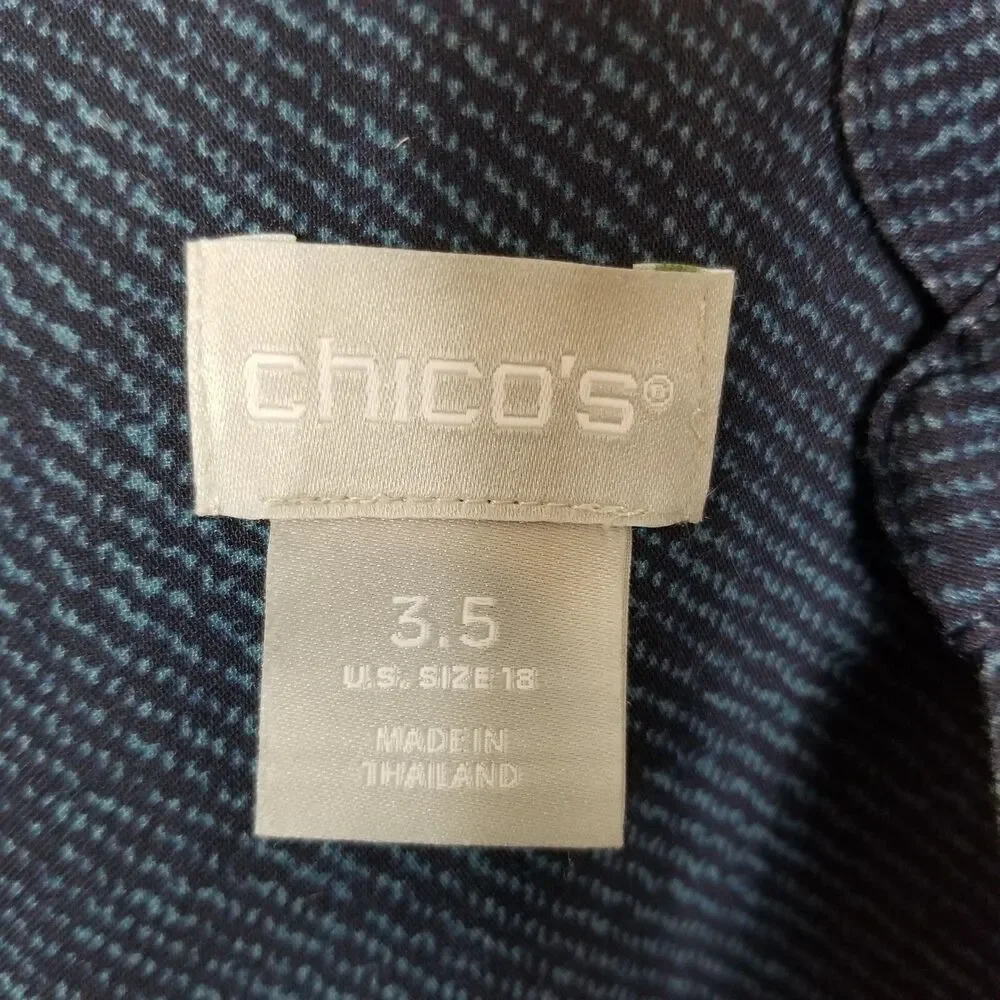 Chico's Women's No-Iron Stretch Flower Print Tunic Top Sz 18 Blue Casual‎ Office - Picture 6 of 8